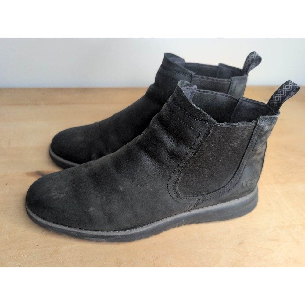 UGG MEN UNION CHELSEA WEATHER 1112362 BLACK SIZE 10 BOOT WATERPROOF LEATHER
